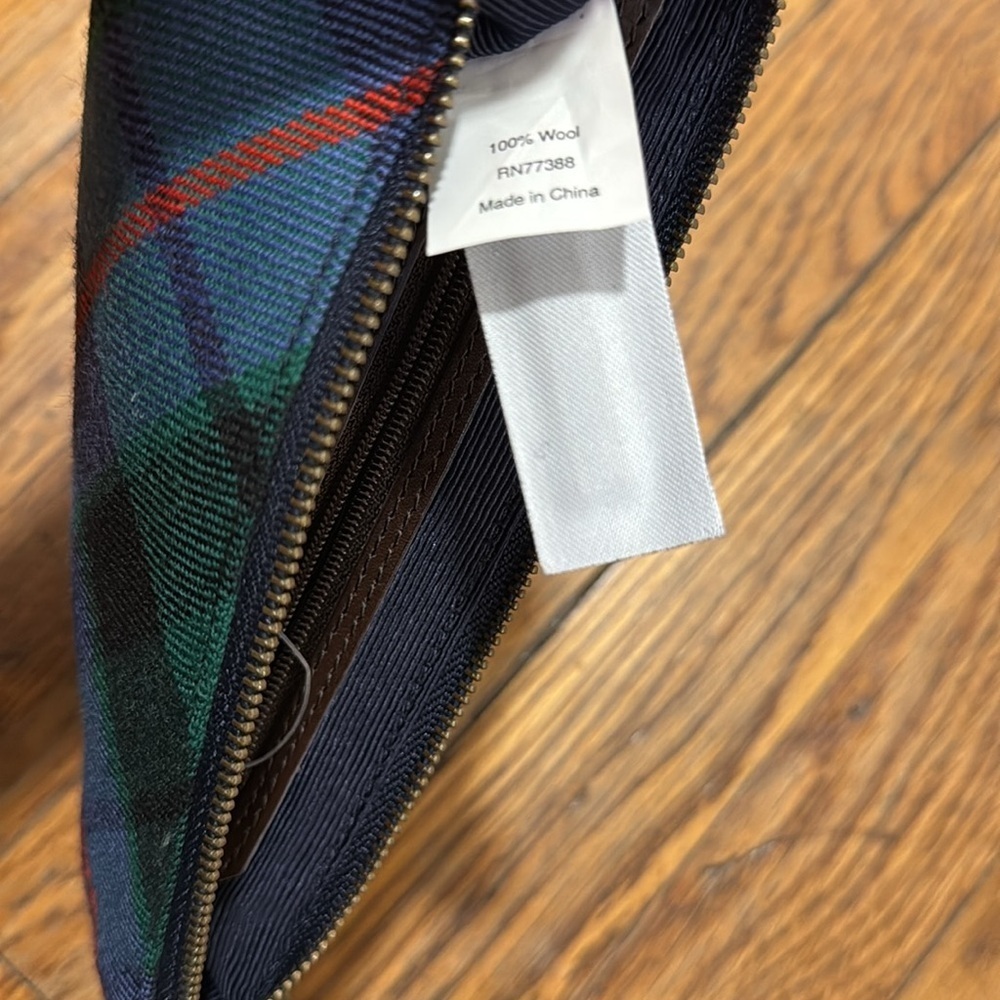 j. Crew tartan Plaid Chain Strap Women's clutch 100% wool MISSING zipper pull - Picture 5 of 6